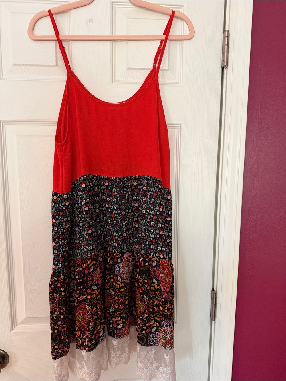 Umgee Red & Multicolor Tiered Maxi Sundress
